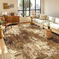 Washable Area Rugs 6'x9' Non-Slip Modern Abstract Soft for Living Room Entryway Bedroom Nursery, Print Pattern, Brown Tan Beige Coffee