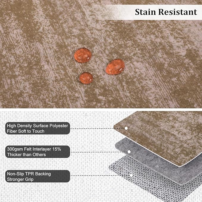 RUGSREAL Round Area Rug 3ft Solid Solor Rug for Entryway Washable Indoor Floor Carpet Contemporary Area Rug Modern Round Rug for Bedroom Living Room Kitchen Home Office, Taupe