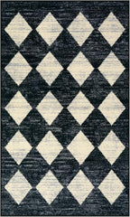 Lahome Moroccan Trellis Area Rug - 3x5 Washable Black Entry Rug Non Slip Living Room Mat, Distressed Lattice Soft Stain Resistance Indoor Throw Carpet for Front Door Foyer Bedroom Bathroom