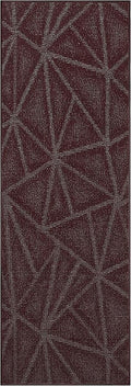 Furnish my Place Geometrical Pattern Indoor/Outdoor Refine Burgundy Abstract Area Rug, Runner Rug, Hallway Entry Carpet, Contemporary Rug for Living Room, Dining Room, Made in USA - 4' x 12'