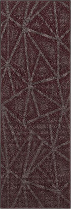 Furnish my Place Geometrical Pattern Indoor/Outdoor Refine Burgundy Abstract Area Rug, Runner Rug, Hallway Entry Carpet, Contemporary Rug for Living Room, Dining Room, Made in USA - 4' x 8'