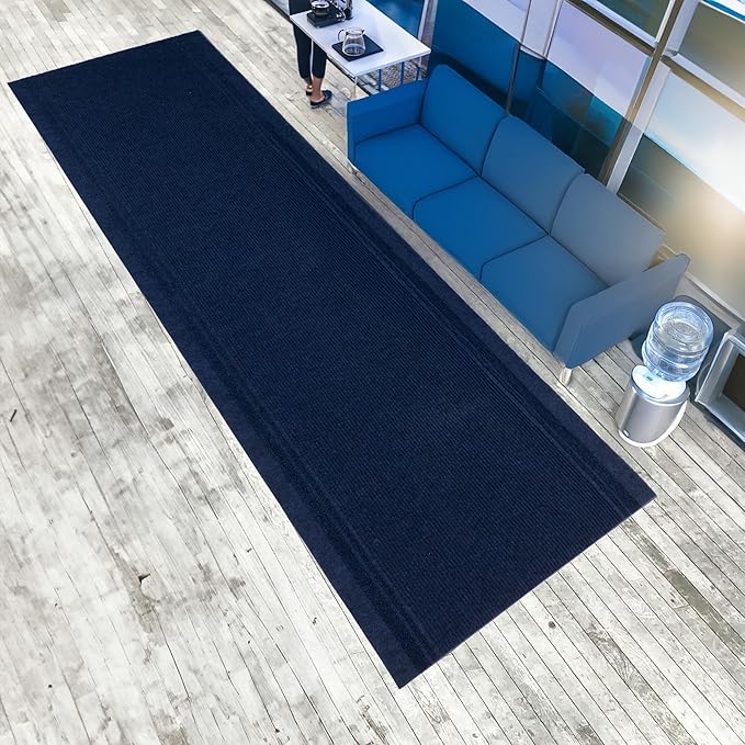 English Home Custom Size Anti Slip Striped Design Light Weight Durable TPR Backing Thin Pile Runner Rug (36" x 5')