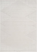 Modern Micro Loop Indoor Area Rugs for Living Room Bedroom Kitchen Geometric Triangle White 5x7 Luxury Durable Low and High Pile Non-Shedding Stain Resistant Soft Area Carpet 5 x 7
