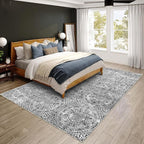 vivorug 4x6 Rug, Small Area Rug for Living Room, Bedroom, Kitchen, Machine Washable Non-Slip Throw Rug, Vintage Medallion Carpet for Entryway Nursery Coffee Table - Durable (Grey)