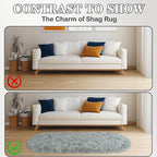 Soft Fluffy Area Rug for Bedroom, Fuzzy Shaggy Oval Throw Rugs for Bedside, Non-Slip Cozy Plush Shag Carpet for Kids Room Nursery Dorm Living Room, Grey, 2.6 x 5.3 Feet, 2 Packs