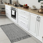 Collive Boho Small Bathroom Rug, 2' x 3' Hand-Woven Kitchen Rugs, Grey Cotton Reversible Washable Modern Farmhouse Carpet for Foyer Bathroom Bedroom Back Door