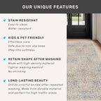 Floral 3x8 Wide Hallway Runner - Beige Blue with Lilic Accent, Boho Forest Decor, Washable Low Pile Non Slip Stain Resistant Rug for Long Kitchen, Large Bathroom, Hall Way