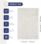 Abani Zen 8' x 10' Cream Rug – Neutral Layered Wavy Borders Pattern, Large Soft Area Rug for Living Room & Bedroom, Durable & Easy to Clean