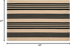 Black and Khaki Striped Rugs 2.3'x3.6', Washable Hand Woven Front Door Rug, Reversible Outdoor Welcome Mat Foldable Layered Door Mats for Entryway Porch Decor Home Entrance