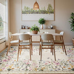 Wonnitar Washable 6x9 Area Rugs, Large Living Room Rug, Non-Slip Soft Floral Rugs for Bedroom, Botanical Area Rug Carpet for Dining Room Guest Room (Beige,6'x9')