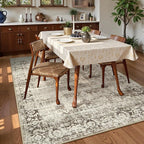 Lahome Washable Rug 6x9 Beige Area Rugs for Living Room,Boho Soft Room Rugs for Bedroom Indoor Carpet,Vintage Non-Slip Low-Pile Accent Rugs Dining Room Office Playroom(6 x 9,Beige)