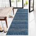 Lahome Moroccan 2x5 Washable Blue Runner Rug, Non-Slip Low-Pile Stain Resistant Kitchen Rugs, Geometric Soft Bathroom Runner Carpet for Entrance Bedroom Laundry (Blue,2'x5')