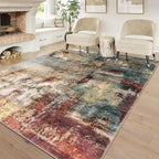 Lahome Modern Abstract Area Rug 6x9 Rugs for Living Room, Washable Bedroom Rug Aesthetic Low Pile Non Slip, Red Soft Indoor Contemporary Carpet for Dining Room Table Apartment