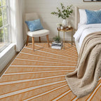 Boho Sun Print Area Rug for Living Room 4x5, Modern Abstract Non-Slip Washable Rugs, Soft Stripe Minimalism Carpet for Bedroom, Nursery, Entryway, Dining Room & Office Decor, Orange White