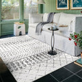 4x6 Machine Washable Area Rug for Living Room, Grey White Vintage Moroccan Rug Large Non-Slip Low Pile Soft Faux Wool Carpet, Kids and Pets Friendly for Bedroom Dining Room Farmhouse Home Decor Rug