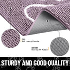 Smiry Dog Door Mat for Muddy Paws, Absorbent Dirt Trapper Non Slip Quick Dry Washable Chenille Mat for Mud Dogs, Entry Rug for Indoor and Outdoor (40x32 Inches, Deep Plum and White)