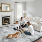 Fluffy Rug Shaggy Area Rug, Mottling Grey 8x10 Area Rugs for Living Room, Large Shag Area Rugs for Bedroom Kids Room Home Decor, Upgrade Anti-Skid Rectangular Fuzzy Rugs