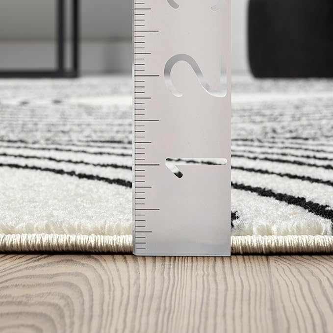 Abani Nuevo Beige Black Swirls Modern Area Rug 4' x 6' for Living Room, Bedroom - Abstract Design - Durable & Easy to Clean