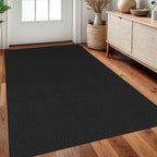 Braided Area Rug 3x5 Ft Washable Rugs for Entryway Non Slip Throw Rugs Boho Door Mat Indoor Entrance Cotton Kitchen Mats Woven Front Door Carpet for Foyer Living Room, Black/Grey