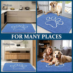 OLANLY Dog Door Mat for Muddy Paws 30x20, Paw Print Design, Absorbs Moisture and Dirt, Absorbent Non-Slip Washable Doormat, Quick Dry Chenille Mud Mat, Entry Indoor Entryway Carpet, Cornflower Blue