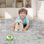 10x14 Area Rugs Living Room: Washable Large Abstract Neutral Modern Soft Rug Stain Resistant Indoor Floor Non-Slip Accent Carpet for Bedroom Nursery Playroom Office Dining Room Home Decor- Greige