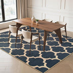 Lahome Moroccan Outdoor Rug 5x7, Easy Jute Blue Washable Rugs for Patio Living Room Outdoor Decor, Geometric Woven Area Rug Non Slip for Backyard, Thin Farmhouse Carpet for Bedroom Dining Room