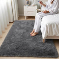 Zentavio Area Rugs for Living Room Small Carpet for Bedroom 3x5 Bedside Washable Soft Fluffy Shag Aesthetic Plush High Pile Throw Rug for Nursery Kids Room Dorm Room Grey