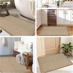 Braided Bath Mat,Boho Small Bathroom Rugs Non Slip Washable Super Absorbent Quick Dry Farmhouse Bathroom,Bedroom Decor,17"x24"Brown