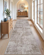 DEXI Hallway Runner Rug 3x10, Modern Abstract Non Slip Thin Soft Runners Carpet, Stain Resistant Washable Indoor Rug for Hallway Entryway Kitchen Laundry Room Living Room, Red Brown