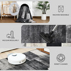 DweIke Washable Area Rugs for Living Room, 4x6 Soft Bedroom Rugs, Geometric Print Non-Slip Modern Rug, Stain Resistant Throw Carpets for Office Nursery Dining Room Home Dorm Decor, Black and White