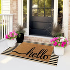 Black and Tan Striped Rugs 2.3'x3.6', Washable Front Door Rug Hand Woven Reversible Outdoor Welcome Mat, Foldable Layered Door Mats for Entryway Porch Decor Home Entrance