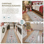 Wonnitar Christmas Runner Rug for Hallway, Christmas Kitchen Decor 2'6"x8' Washable Runner Rug, Non Slip Ultra-Thin Extra Long Holiday Carpet Runners for Bathroom Entryway Winter Decor