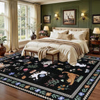5x7 Area Rugs Living Room Rug: Vintage Washable Rug Floral Soft Carpet Indoor Floor Non-Slip Boho Stain Resistant Large Carpets for Bedroom Kids Nursery Dining Room Farmhouse Home Office Black/C01