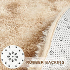 Andency Tie-Dyed Beige Round Area Rug for Living Room, 4x4 Shag Rug for Bedroom, Fluffy Circle Carpet for Home Decor, Room, Fuzzy Plush Circular Rug for Dorm Playroom