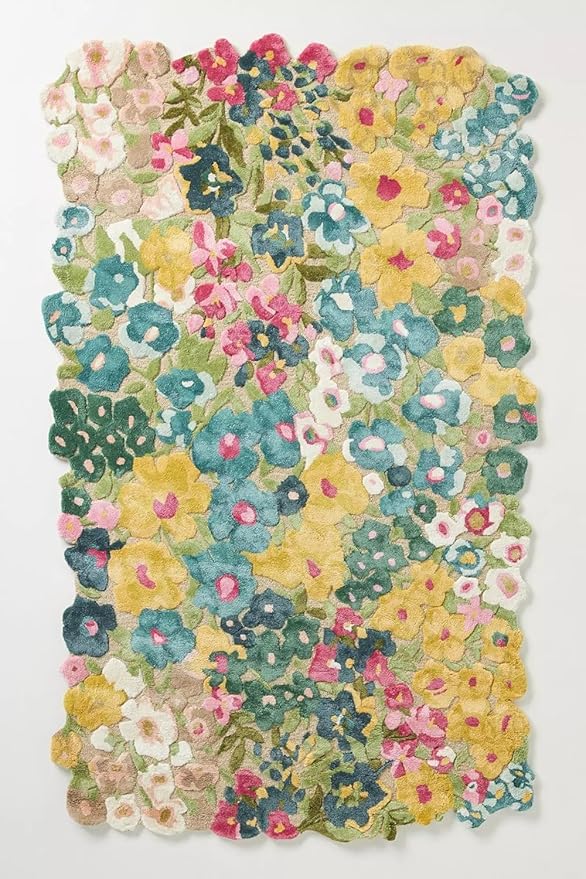 Cassia Wool Viscose Area Rug – 6' R – Handmade Wool Area Rugs – Yellow – Rugs for Living Room, Bedroom – Anti-Skid – Carpets with Non-Slip Natural Backing with 100% Cotton