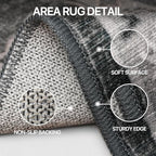 Bavni Vintage 3x5 Area Rugs, Boho Oriental Living Room Rug, Machine Washable Rug Non Slip, Distressed Print Indoor Small Black Rugs, Low Pile Ultra-Thin Soft Carpet for Bedroom, Dining Room, Farmhouse