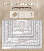 Runner Rug 2x6 Entryway Rug - Machine Washable Vintage Boho Area Rug Non-Slip Kitchen Runner Soft Stain Resistant Runners for Hallways Entryway Laundry Kitchen Bathroom Bedroom(Cream Ivory, 2'x6')