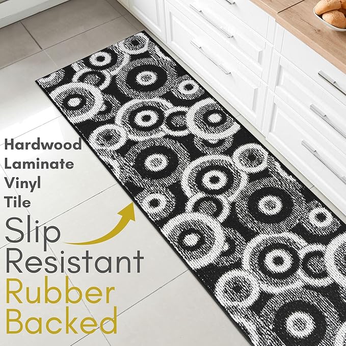 28 ft Extra Long Black Hallway Runner Rug | Non-Slip & Machine Washable | Custom Cut to Size 2'3" x 28' (Runner) | REMNAZ