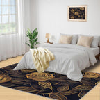 Rose Rugs for Bedroom - 3x4 Area Rug - Black Gold Flowers Rugs for Living Room, European Light Luxury Flowers Rug, Washable Home Decor Carpet