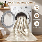 Nakagishi Runner Rug Kitchen Washable Rugs: 2x6 Non-Slip Boho Soft Modern Stain Resistant Indoor Floor Neutral Farmhouse Throw Carpet for Hallway Bathroom Laundry Room Entryway Bedroom- Brown