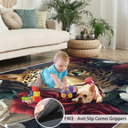 Leopard Rugs for Bedroom - 5x7 Area Rug - Flowers Leopard Rugs for Living Room, 3D Flowers Animal Rug, Washable Home Decor Carpet