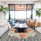 U'Artlines Boho Vintage Area Rug 8x10 Machine Washable Low Pile Soft Floor Carpet Non Slip Non Shedding Accent Rug for Living Room Bedroom Entryway Dining Room Office Orange/Multi