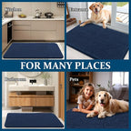 OLANLY Dog Door Mat for Muddy Paws 36x24, Absorbs Moisture and Dirt, Absorbent Non-Slip Washable Doormat, Quick Dry Chenille Mud Mat for Dogs, Entry Indoor Entryway Carpet for Inside Floor, Dark Blue