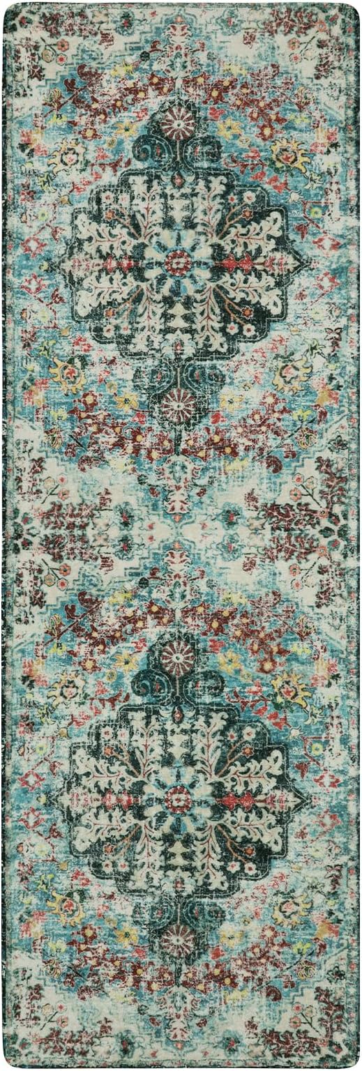Lahome Bohemian Floral 2x6 Washable Hallway Runner Rug, Non Slip Kitchen Laundry Hallway Rug Runner, Pet Friendly Bathroom Indoor Carpet Runners for RV Camper Entrance Bedroom