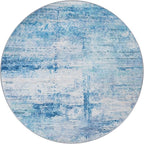 Round 5ft Area Rug Modern Abstract Washable Carpet for Living Room Entryway Dining Room Home Office - Abstract Teal Grey