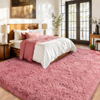 Fluffy Rugs for Living Room, Soft Shaggy for Bedrooms, Blush Area Rug for Bedroom, Cozy Fuzzy Carpet for Kids, Perfect Indoor Decor for Boys and Girls 6x9 Feet