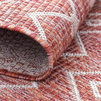 Unique Loom Outdoor Trellis Collection Area Rug - Tribal Trellis (3' 3" x 5' 3" Oval, Rust Red/ Ivory)
