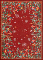 Wonnitar Christmas 5x7 Area Rugs, Red Floral Rugs for Living Room, Non-Slip Soft Bedroom Rug, Washable Low Pile Snowflake Holiday Decor Rugs Carpet for Dining Room Bedside(Christmas Red,5'x7')
