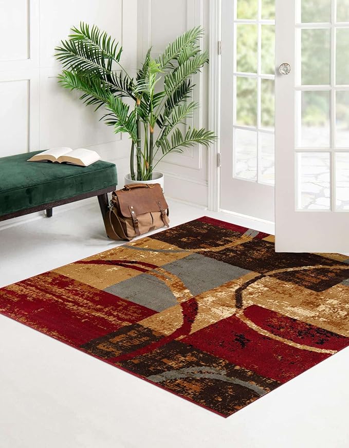 Unique Loom Barista Collection Area Rug - Kouillou (7' 1" Square, Multi/Brown)