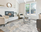 5x7 Area Rug Living Room Rugs - Washable Neutral Modern Abstract Soft Thin Large Rug Indoor Floor No Slip Rug Carpet for Bedroom Under Dining Table Home Office Decor - Blue Grey